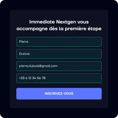 Formulaire d’inscription Immediate Nextgen conçu pour un accès rapide à la plateforme crypto