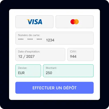 Interface de dépôt sécurisée pour alimenter un compte Immediate Nextgen avec carte bancaire